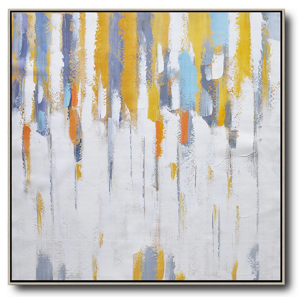 Large Abstract Painting,Oversized Contemporary Art,Modern Art Abstract Painting,White,Yellow,Grey,Orange.etc